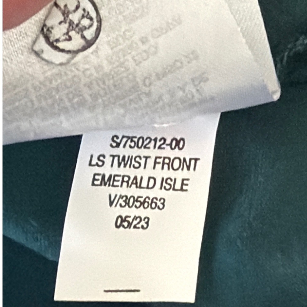 Old Navy Twist Front Top Womens Emerald Isle Green Sweetheart Neck Long Sleeve - Picture 5 of 5
